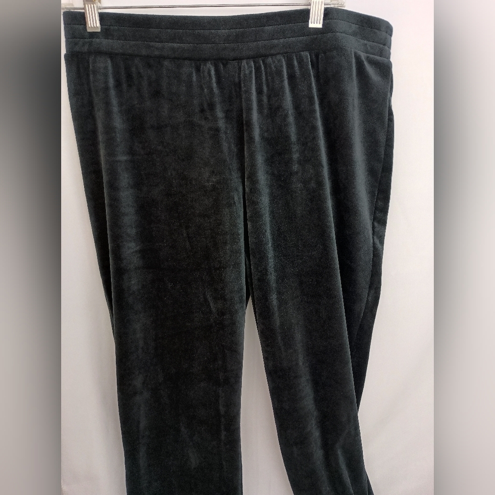 2/$30 Isaac Mizrahi Fall Winter Charcoal Black Soft Cozy‎ Velour Pants-(#186)